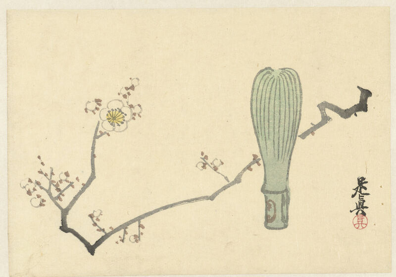 Plum blossom and a tea whisk, Shibata Zeshin, between 1878 and 1882