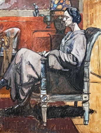 Portrait in the painter's studio, Maxime Dethomas, circa 1910