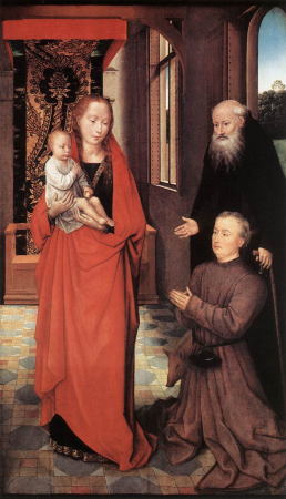 Virgin and Child with St Anthony the Abbot and a Donor, Hans Memling, 1472