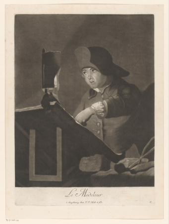 Modeltekenaar aan het werk Le Modeleur (titel op object), RP-P-2005-101, between 1749 and 1767