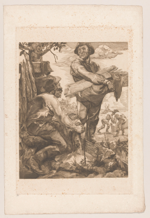 Twee arbeiders met touw en planken, RP-P-1935-1245, Johannes Josephus Aarts, between 1881 and 1934
