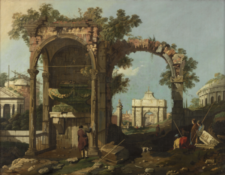 Bellotto (attributed to) - RUINS AND FIGURES - OUTSKIRTS OF ROME NEAR THE TOMB OF CECILIA METELLA, 1750 (c) = 1775 (c), TWCMS C187, Bernardo Bellotto, 1750 (c) = 1775 (c)