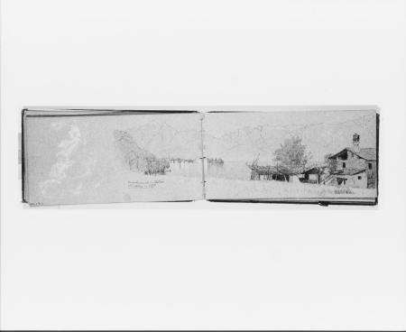 Cloud Study; Lake [Maggiore?] and Village (verso, from sketchbook), Jervis McEntee, circa 1869