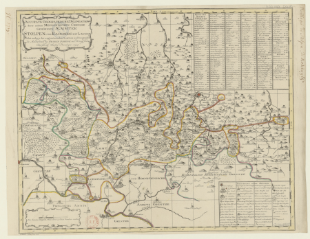 Accurate geographical delineation of the Aemmter, Stolpen and Radeberg, which also belong to the Meissnische creisse, with Lausiz / L. Schenk J. soon sculp., 1754