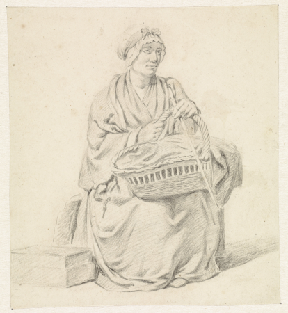 Zittende vrouw met mand, RP-T-1920-12, Johan Paul Constantinus Grolman, between 1851 and 1927