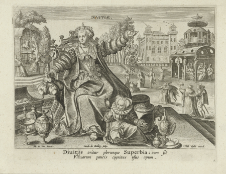 Weelde brengt hoogmoed voort Kringloop van het menselijk handelen (serietitel) Circvlvs Vicissitvdinis Rervm Hvmanarvm (serietitel), RP-P-1963-163, Maerten de Vos, between 1581 and 1635