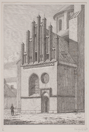 Part of Roskilde Cathedral, seen from the outside, Jacob Kornerup, 1851