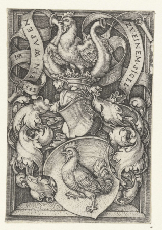 Coat of arms with an eagle on a shield, Hans Sebald Beham, 1543; 1543