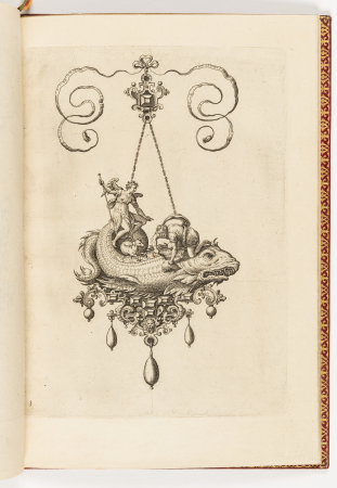 Print, Plate 3, from Bullarum Inaurium etc. Archetypi Artificiosi Pars Altera (Pendants, Earrings, etc. Designs of the Most Skillful Nature, Part Two), 1582, Adriaen Collaert