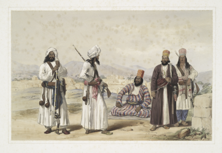 Dadur: Hajee Ebrahim, commandant of the Bolan rangers, and men of the Brahoee tribe., Charles Haghe, 1843