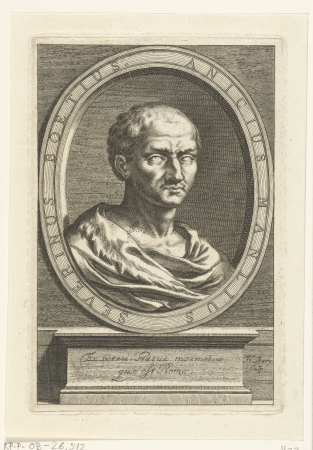 Portretbuste van Anicius Manlius Severinus Boëthius, RP-P-OB-26.512, Hendrik Bary, between 1657 and 1707