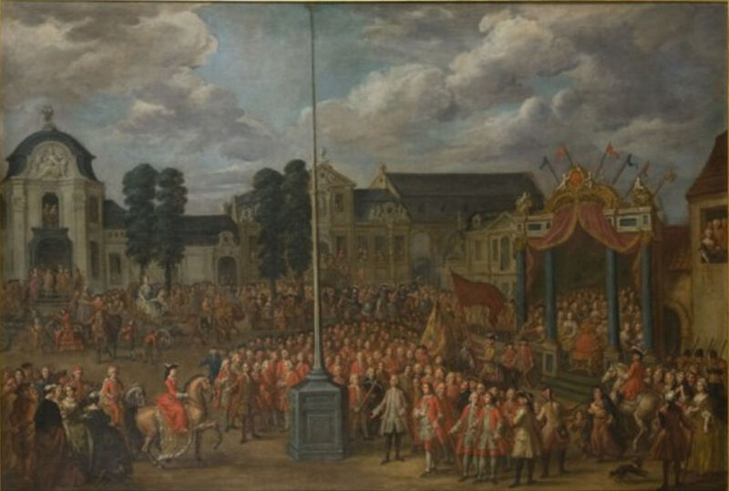 Prince Charles of Lorraine at the jay-shooting of the St George Guild on the Kouter in Gent in 1752, Philips Karel Marissal, 1757