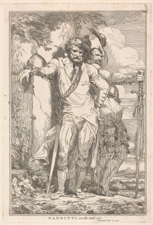Banditti on the lookout (no.5 from Fifteen Etchings dedicated to Sir Joshua Reynolds), John Hamilton Mortimer, 1778