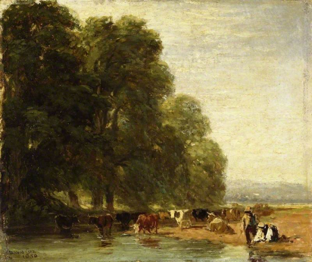 Landscape with cattle by a pool, David Cox, 1850