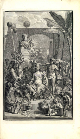 Linnaeus Hortus Cliffortianus frontispiece, Jan Wandelaar, 1738