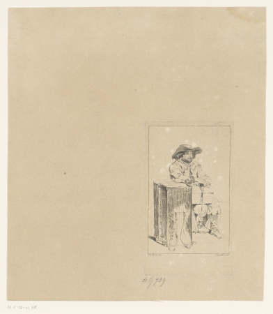 Man met doos op de schoot, RP-P-OB-43.795, between 1698 and 1738