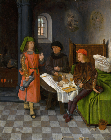 Joseph Explaining the Dreams of the Baker and the Cupbearer, Jan Mostaert, circa 1500
