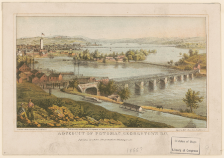 Aqueduct of Potomac, Georgetown, D.C. - drawn from nature by F. Dielman ; lith. by E. Sachse & Co., Baltimore. LCCN92506234, Frederick Dielman, 1865