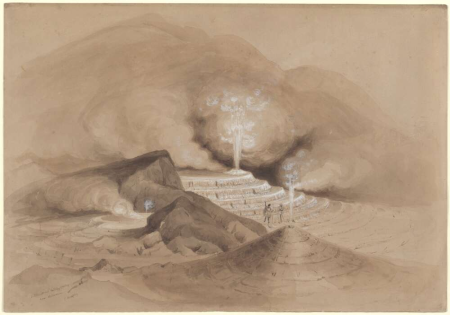 Intermittent boiling spring near Rotorua, Thomas Allom, {ca. 1850]