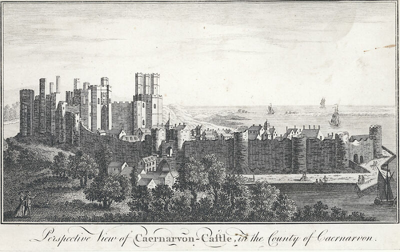 Perspective view of Caernarvon Castle: in the county of Caernarvon, Samuel Buck, circa 1775