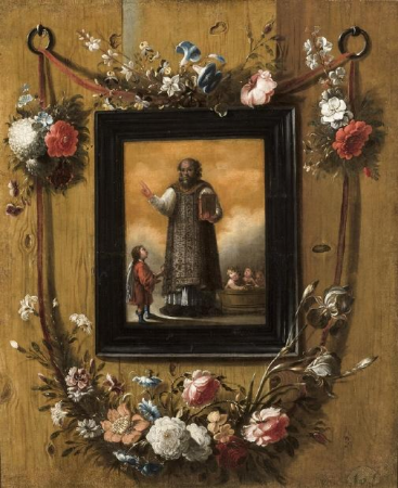 Garland with canvas of Saint Nicholas of Bari, Juan José Carpio