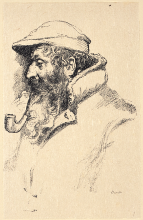 Baruch with the pipe (Kovno). From the folder "Sketches from Russia. Eastern Jews", Hermann Struck, circa 1916