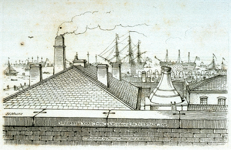 Sheerness Yard from the window of the Fountain Inn RMG PU7890, Henry Moses, 1 October 1824