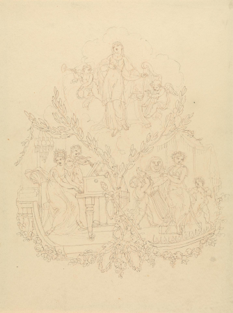 Female Figures and Putti Playing Musical Instruments, Edward Francis Burney