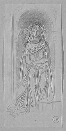 Study of a draped figure, seated facing, Gustave Moreau, between 1850 and 1895