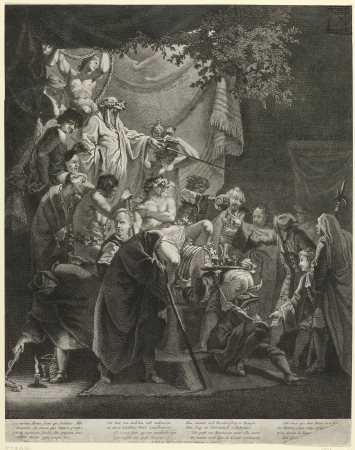Inauguration of a member at the Schildersbent in Rome, Matthijs Pool, between 1690 and 1710