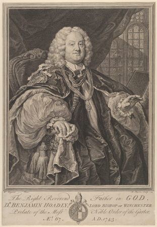 The Right Reverend Father in God, Dr. Benjamin Hoadly, Lord Bishop of Winchester, Prelate of the Most Noble Order of the Garter, Aet. 67. A.D. 1743, William Hogarth