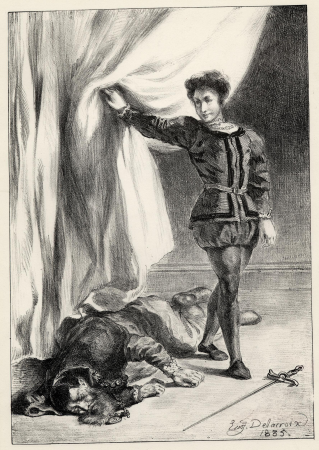 Hamlet et le cadavre de Polonius (Act.III Sc.IV) (Hamlet and Polonius's corpse), Eugène Delacroix, 1835