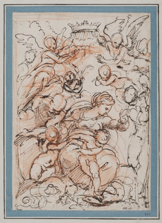 Madonna and Child with Little St John the Baptist and Joseph, Surrounded by Angels, Annibale Carracci
