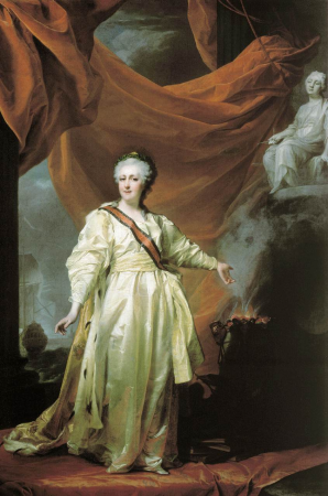 Portrait of Catherine II the Legislatress in the Temple Devoted to the Godess of Justice, Dmitry Levitzky, 1780s
