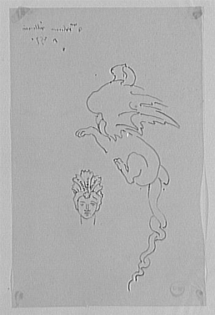 Study of a chimera and a woman's head for Les Chimères, after Willemin, Gustave Moreau, between 1850 and 1895