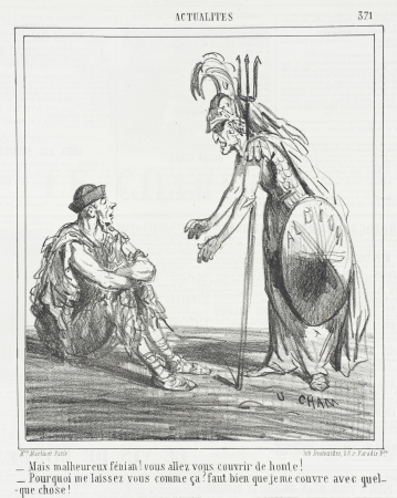 But you poor Fenian! You're going to cover yourself with shame! -Why do you leave me like this? I have to cover myself with something!, Amédée de Noé, 1865
