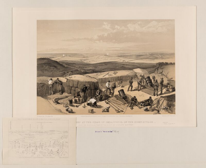 The new works at the siege of Sebastopol on the right attack - from the mortar battery on the right of Gordon's battery - W. Simpson del. ; J. Needham lith. LCCN2004672588, William Simpson, 1855