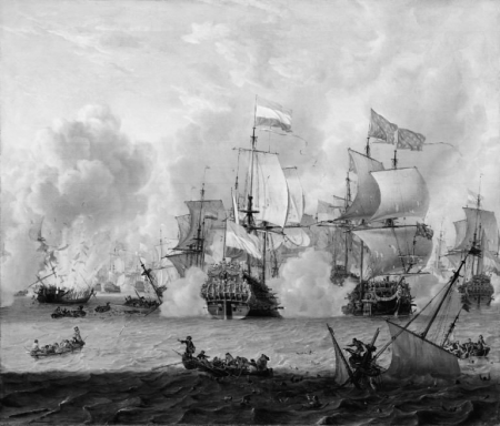 Encounter between the English and the Dutch Fleets at La Hogue 29th May 1692, Abraham Storck, between 1692 and 1710