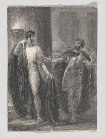 Coriolanus and Aufidius (Shakespeare, Coriolanus, Act 4, Scene 5), Charles Heath, 1825–40