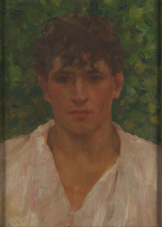 Portrait of a young man with open collar, Henry Scott Tuke, circa 1885