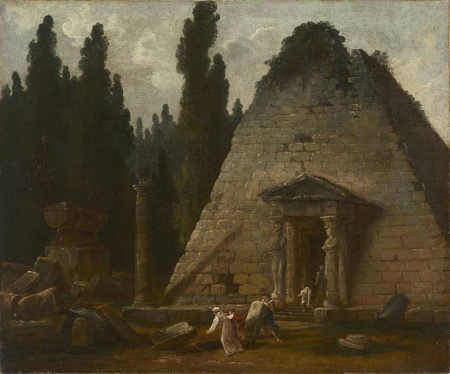 The pyramid in the park of Mauperthuis, Hubert Robert, circa 1780