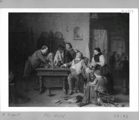 Landsknechte playing dice in a tavern, August Friedrich Siegert, 1857
