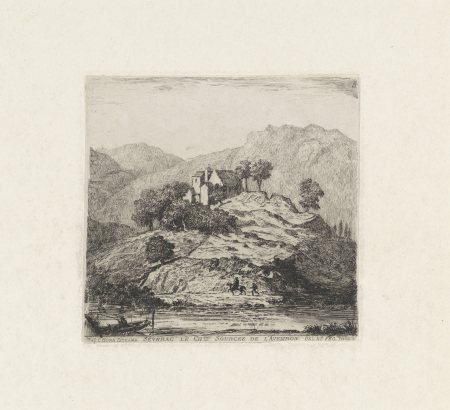 Kasteel van Sévérac Severac le Chateau. Sources de l'Aveyron (titel op object), RP-P-1877-A-436, Louis Charles Hora Siccama, 1869