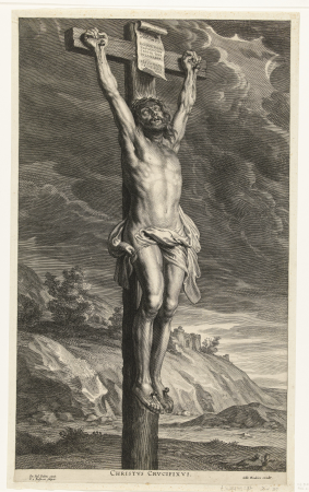 Christus aan het kruis Christvs Crvcifixvs (titel op object), RP-P-BI-2482, between 1596 and 1659