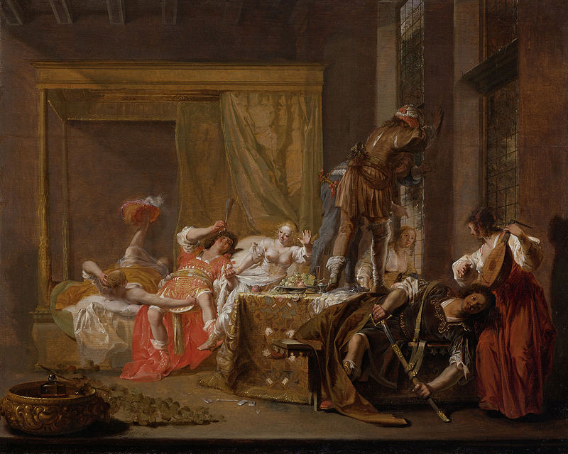 Scene from the wedding of Messalina and Gaius Silius, possibly an episode from a play, Nikolaus Knüpfer, between 1645 and 1655