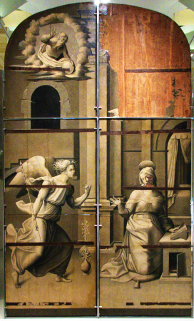 Doors of the altarpiece of Sant Eloi. Reverse, with the scene of the Annunciation, Pere Nunyes, circa 1526