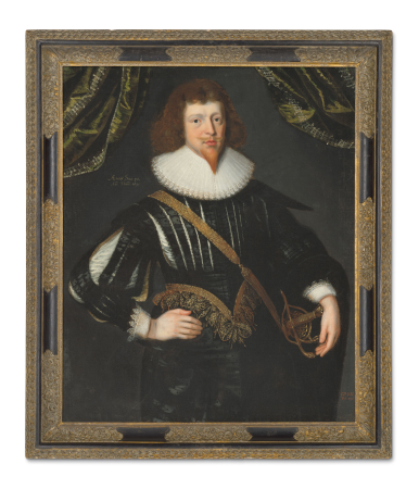 Portrait of a gentleman, traditionally identified as Sir Frederick Villiers, three-quarter-length, in a slashed black doublet and collar, Gilbert Jackson