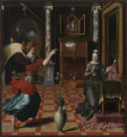 The Annunciation (backside: The Presentation), Pieter Pourbus, 1552