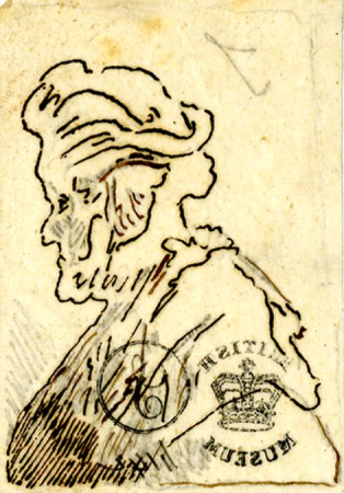 Rembrandt - After - Bust of a man in a cap bound around his chin, in profile to left, Sheepshanks.6142, Rembrandt
