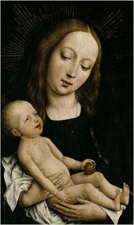 Maria met kind. Alternative title: The Virgin and the Child with an Apple., Master of the Legend of the Magdalene